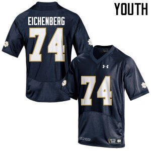Notre Dame Fighting Irish Youth Liam Eichenberg #74 Navy Blue Under Armour Authentic Stitched College NCAA Football Jersey IZH1299EL